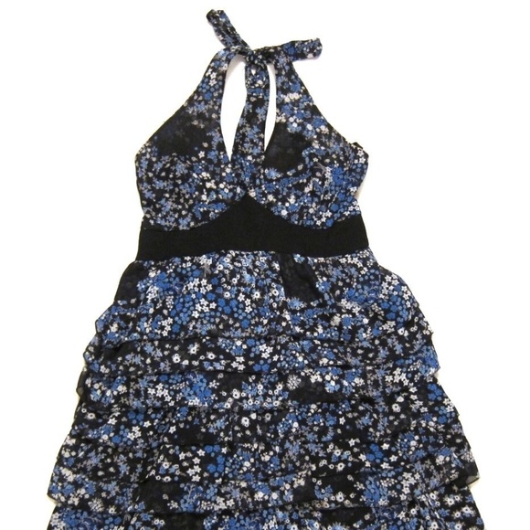 Y2K LF STORES Follies Paris Halter Tiered Floral Mini Dress - Picture 1 of 4